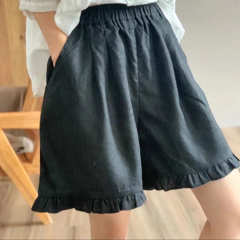 Ruffles Shorts Women M-4XL Sweet Loose Vintage Korean Style Summer Casual Temperament College Simple All-match Fashion Classic