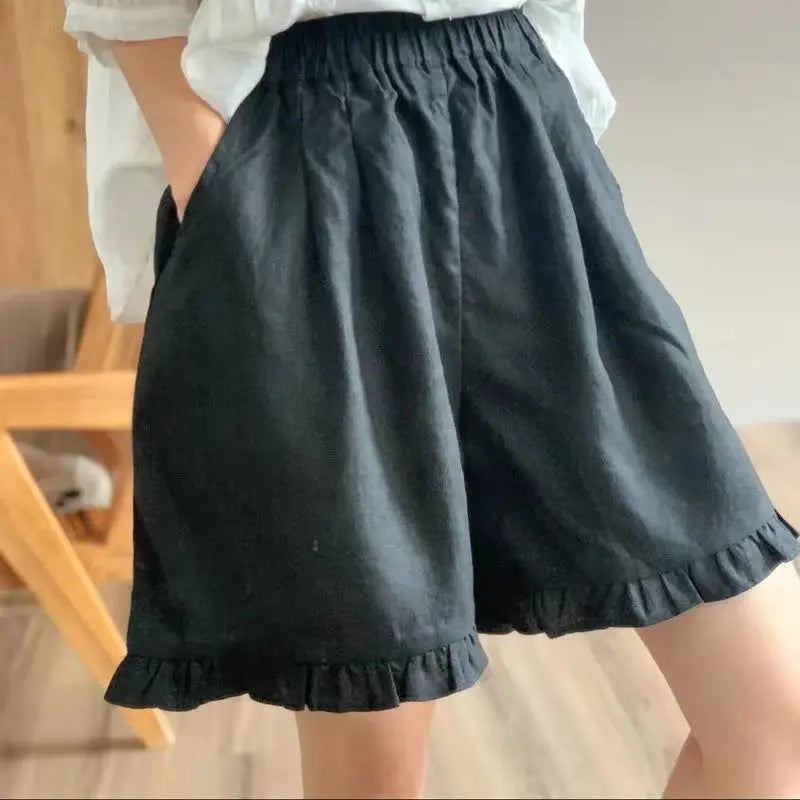 Ruffles Shorts Women M-4XL Sweet Loose Vintage Korean Style Summer Casual Temperament College Simple All-match Fashion Classic