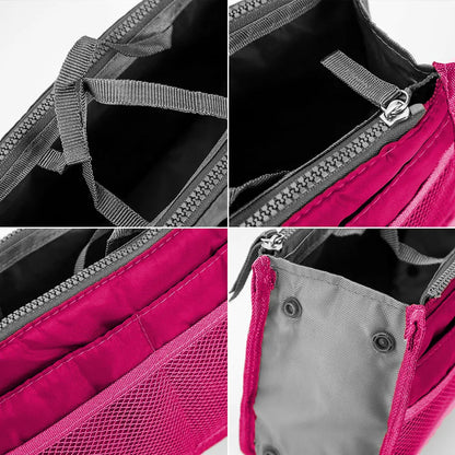 Women Cosmetic Organizer Bag Nylon Travel Insert Organizer Handbag Foldable Large Capacity Insert Bag Liner Makeup Tote