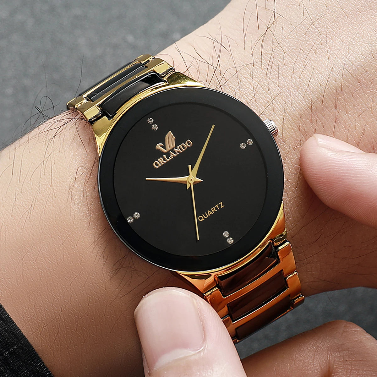 1/3PCS Luxury Men Business Watches Fashion Stainless Steel Strap Quartz Wristwatch Reloj Hombre
