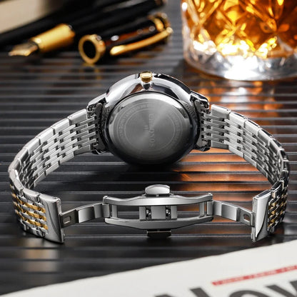 CHRONOS Mens Watch Waterproof Stainless Steel Business Men Wrist Watches with Calendar Auto Date Quartz Classic Office Timepiece