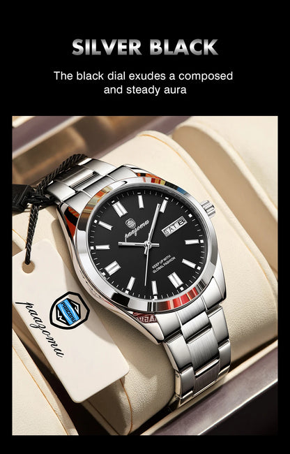 PAAZOMU Man Fashion Wristwatch Business Stainless Steel Band Quartz Men Watch Waterproof Luminous Date Square Men's Watches