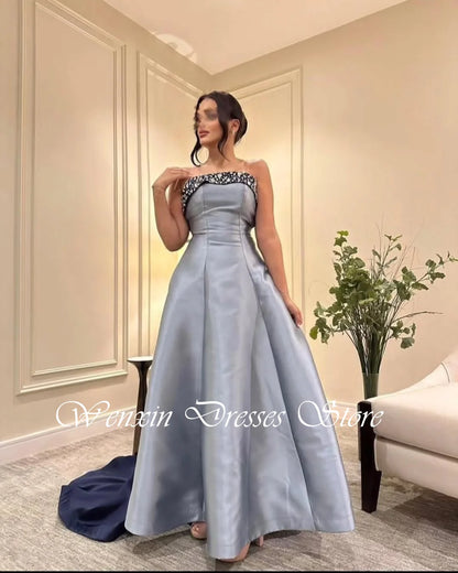 Customized Elegant  Satin Evening Dress Exquisite Strapless Sleeveless Homecoming Dresses Temperament Special Occasion Gowns