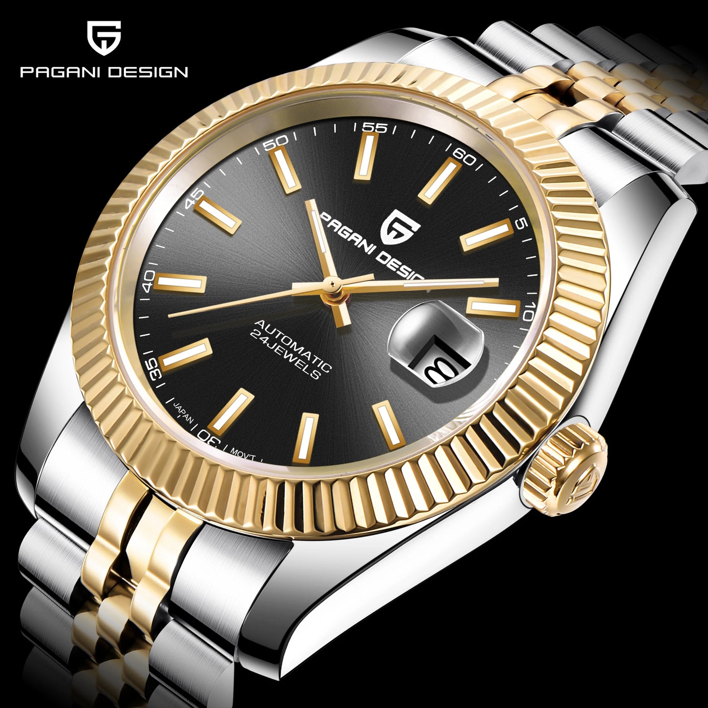 PAGANI DESIGN Watches Luxury Diamond Dial Mechanical Watch For Men Top NH35 Movt Sapphire Glass Stainless Steel Waterproof Watch