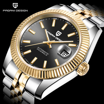 PAGANI DESIGN Watches Luxury Diamond Dial Mechanical Watch For Men Top NH35 Movt Sapphire Glass Stainless Steel Waterproof Watch