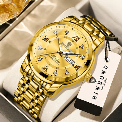 BINBOND Luxury quartz wristwatches luminous waterproof week auto date men's watch business sport clock fashion casual reloj