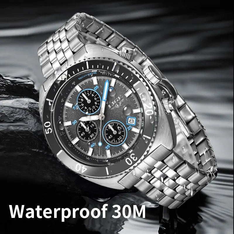 LIGE New Business Luxury Watches Men Top Quality Fashion Quartz Wristwatches Male 30M Waterproof Casual Mens Watch Gifts Reloj