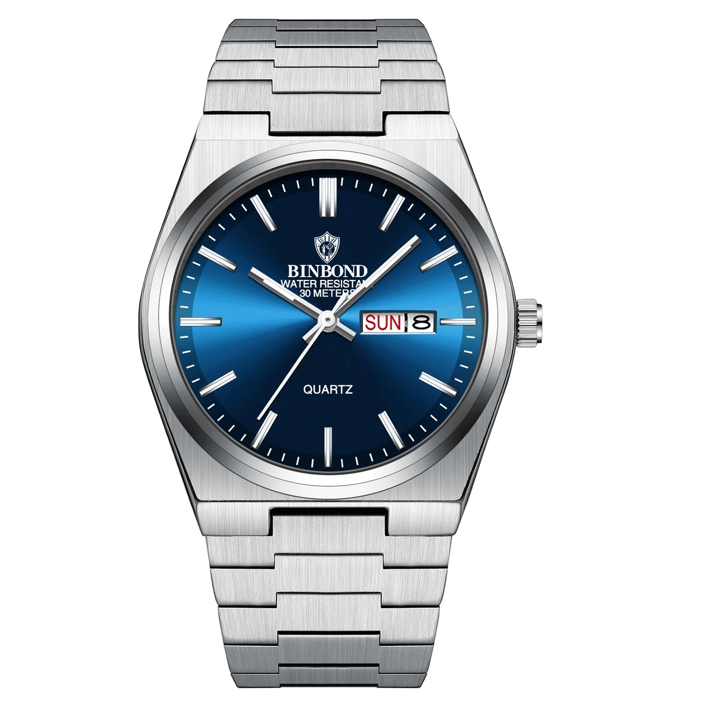 BINBOND Fashion B102 Men Business Watch Leisure Quartz Stainless Steel Buckle Watches Waterproof Luminous Calendar Men's Watches