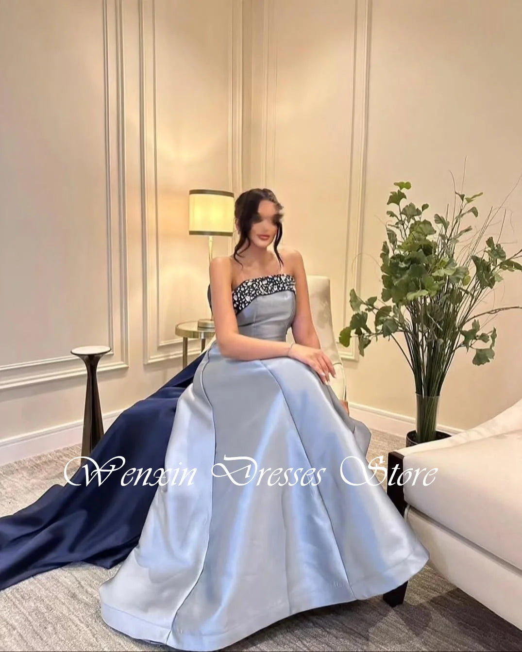 Customized Elegant  Satin Evening Dress Exquisite Strapless Sleeveless Homecoming Dresses Temperament Special Occasion Gowns