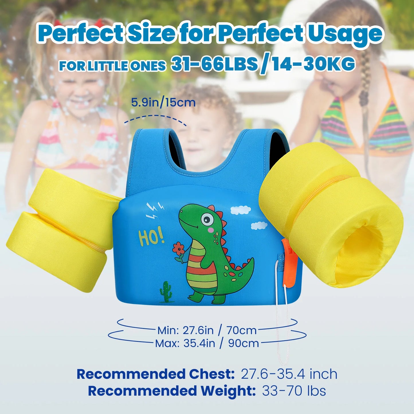 Kids Life Vest Children's Swimming Arm Float Whistle Child Lifejacket Swimsuit Foam Safety Swimming Pool Accessories for kayak
