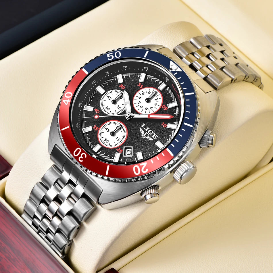 LIGE New Business Luxury Watches Men Top Quality Fashion Quartz Wristwatches Male 30M Waterproof Casual Mens Watch Gifts Reloj