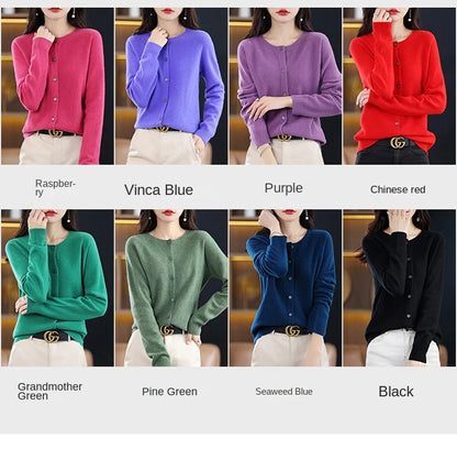 High-Grade Knit Sweater Crewneck Cardigan Coat Autumn And Winter New Middle-Aged And Elderly Women's Fashion ZD060