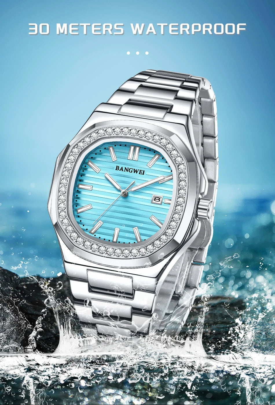 LIGE New Fashion Date Couple Watches 30M Waterproof Luminous Valentine's Day Gift Stainless Steel Watch Men Women Quartz Watch