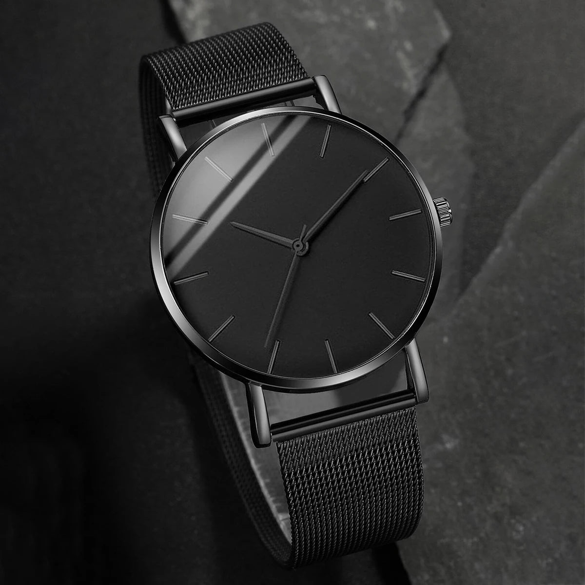 Fashion Men Business Watches Ultra Thin Stainless Steel Mesh Belt Quartz Watch
