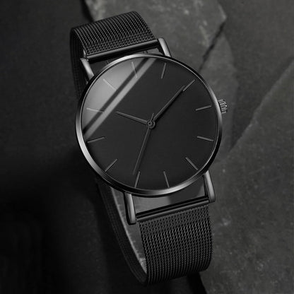 Fashion Men Business Watches Ultra Thin Stainless Steel Mesh Belt Quartz Watch