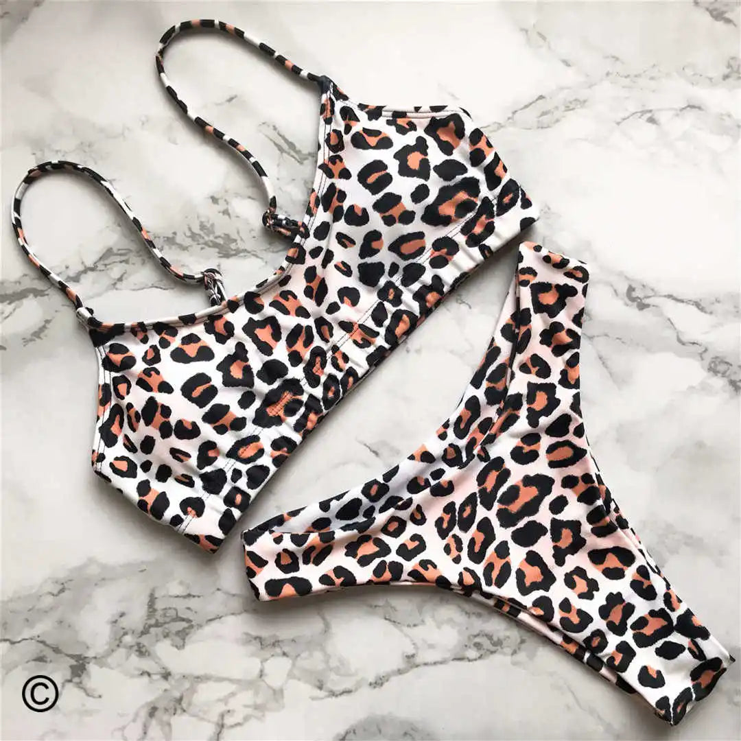 14 Color S - XL Sexy Leopard Bikini Women Swimwear Female Swimsuit Two-pieces Bikini set Brazilian Bather Bathing Suit Swim V871