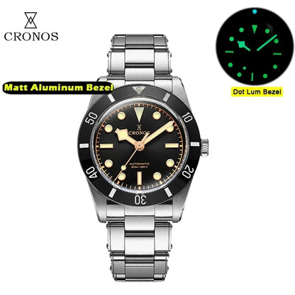 2025 Cronos Luxury Men's Watches 37mm Diver BB54 Vintage Automatic Matt/ Aluminum Bezel Female End Links Sapphire 20 Bar L6033