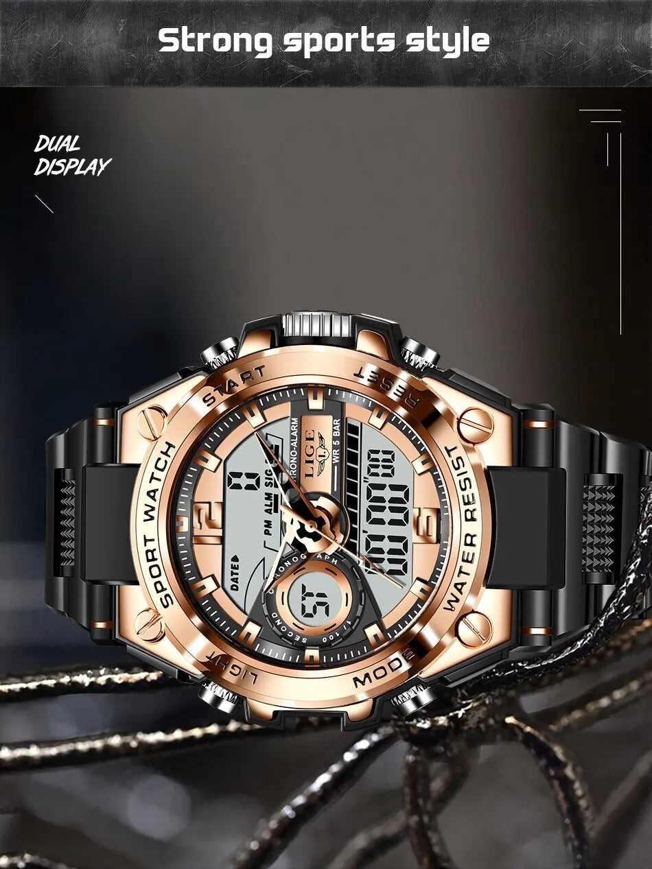 Men Military Watch Digital 50m Waterproof Wristwatch LED Quartz Clock Sport Watch Male Big Watches Men Relogio Masculino