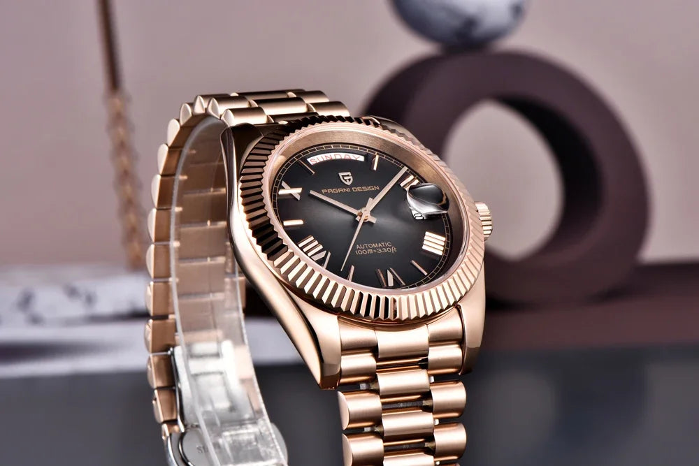 2025 New PAGANI DESIGN Luxury Men Mechanical Watches Rose Gold Automatic Watch For Men AR Sapphire Mirror Sports Clock Man Gifts