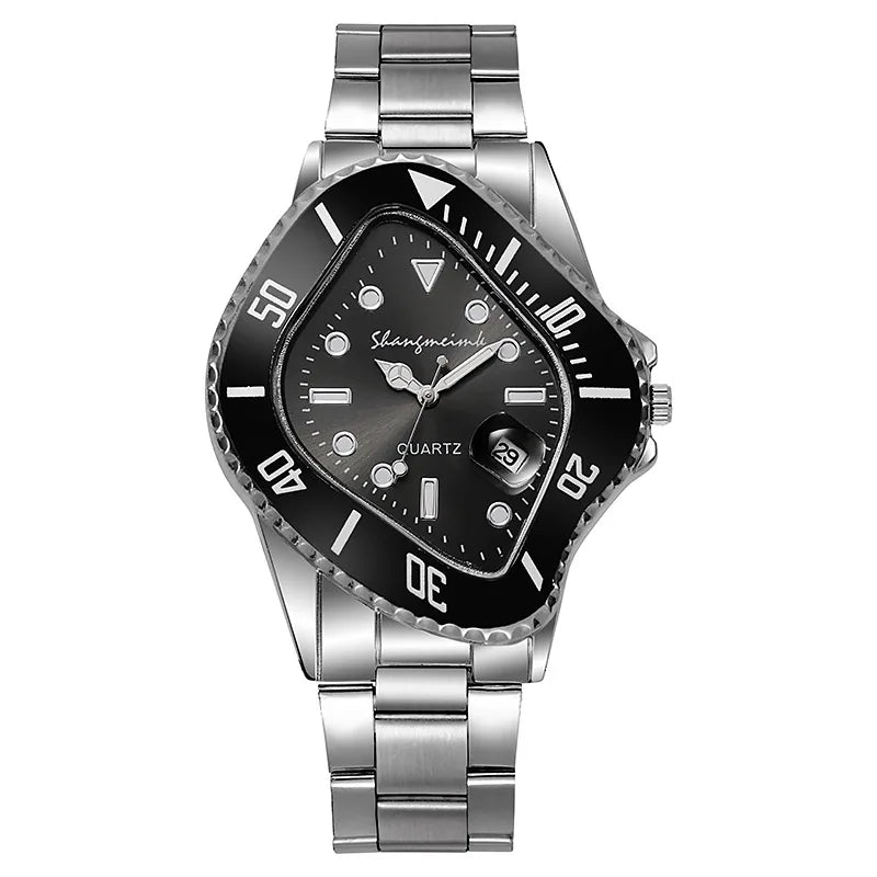New Distorted Shape Calendar Waterproof Quartz Watch for Men Women Stainless Steel Fashion Dress Watches Sports Wristwatch Clock