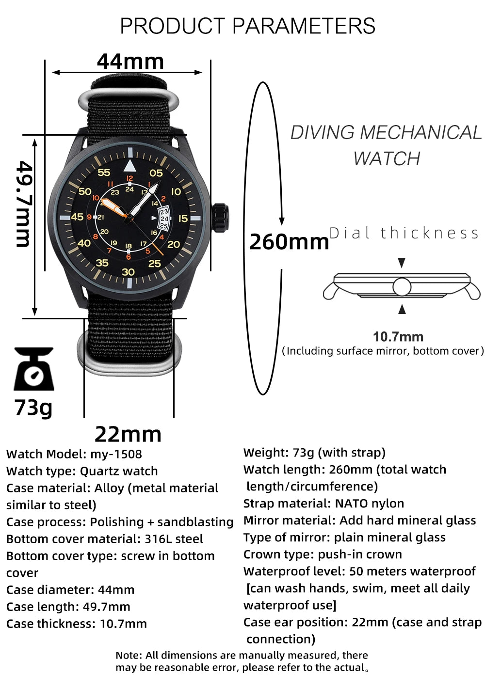 ADDIESDIVE Men Luminous Watch 5Bar Waterproof High Quality Nylon Strap Wristwatch Men Quartz Wirst Watches Relogio Masculino