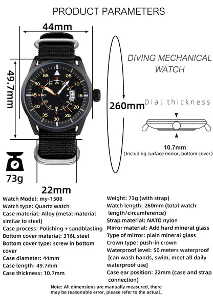 ADDIESDIVE Men's Luxury Watches Nylon Strap reloj hombre Luminous 50M Waterproof Date Quartz Wristwatch Relog Reloj Hombre