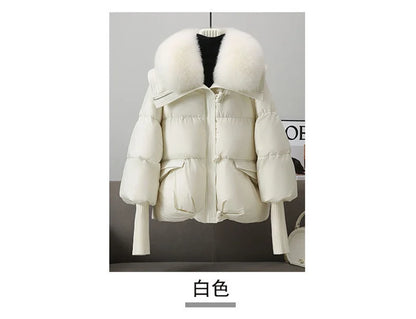 2024 Winter New Short Down Cotton Jacket Women Korean Loose Cotton Jacket Women, Oversized Wool Collar, Thickened Cotton Coat