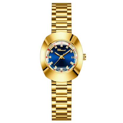 CHENXI Couple's Matching Quartz Watches Gold-Tone High-Fashion Diamond-Studded Waterproof Steel Bracelet Timepieces