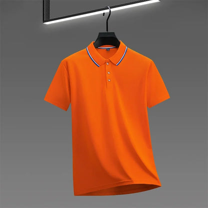 Men's Casual Solid Color Short Sleeve Polo Shirt 2025 Summer Fashionable Comfortable Versatile Top for Men