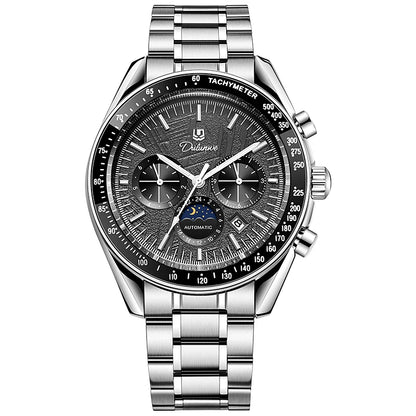Automatic Watch for Men Stainless Steel Luminous Waterproof Moon Phase Man Watches Luxury Men's Mechanical Wristwatch