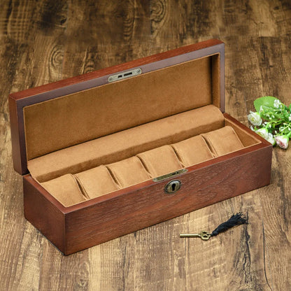 Wooden Watch Box Luxury Mechanical Watch Boxes Men Portable with Lock Watches Case Waterproof Cases for Wrist Watch Organizer