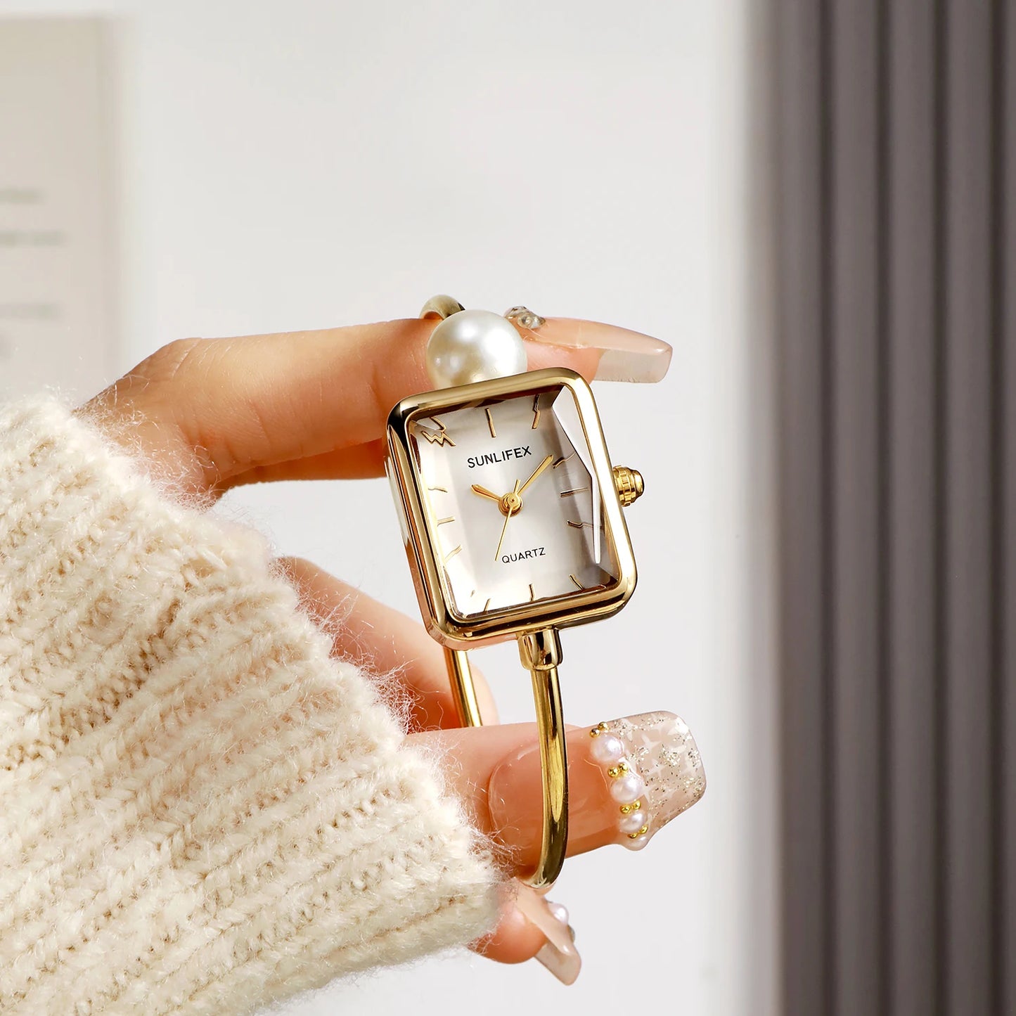 Y2k personalized ladies' watches plain bracelet simple design women's square alloy case watch gift watch