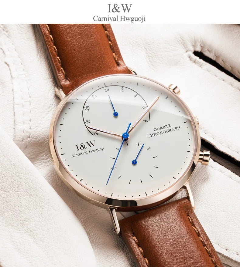Carnival Brand Luxury Watches for Man Fashion Waterproof Rose Gold Silver Military Clock Men Quartz Wristwatches Reloj Hombre