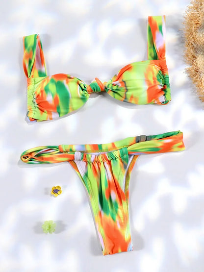 ZRTAK Push Up Bikinis Set Two Piece Suit Women Swimsuit 2026 Bathing Suit Sexy Bikini Swimwear Print Beachwear Tied Biquinis