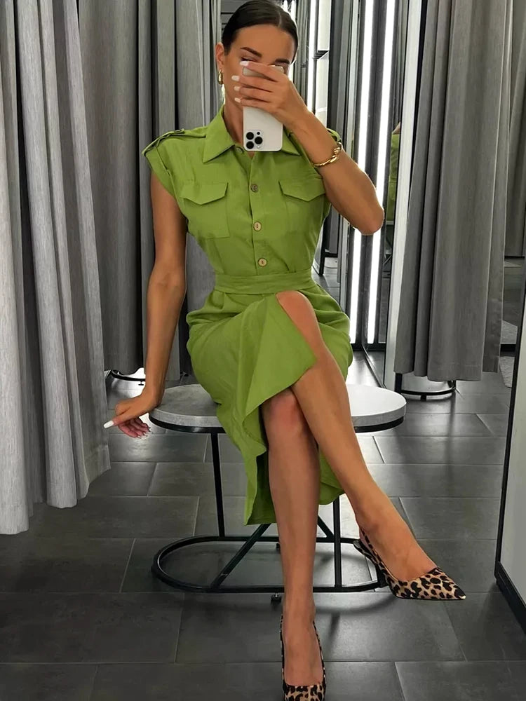 Women's Long Summer Dress Vintage A-line Casual Light Midi Dress Short Sleeve  Elegant Blue Green Dress for Women 2025