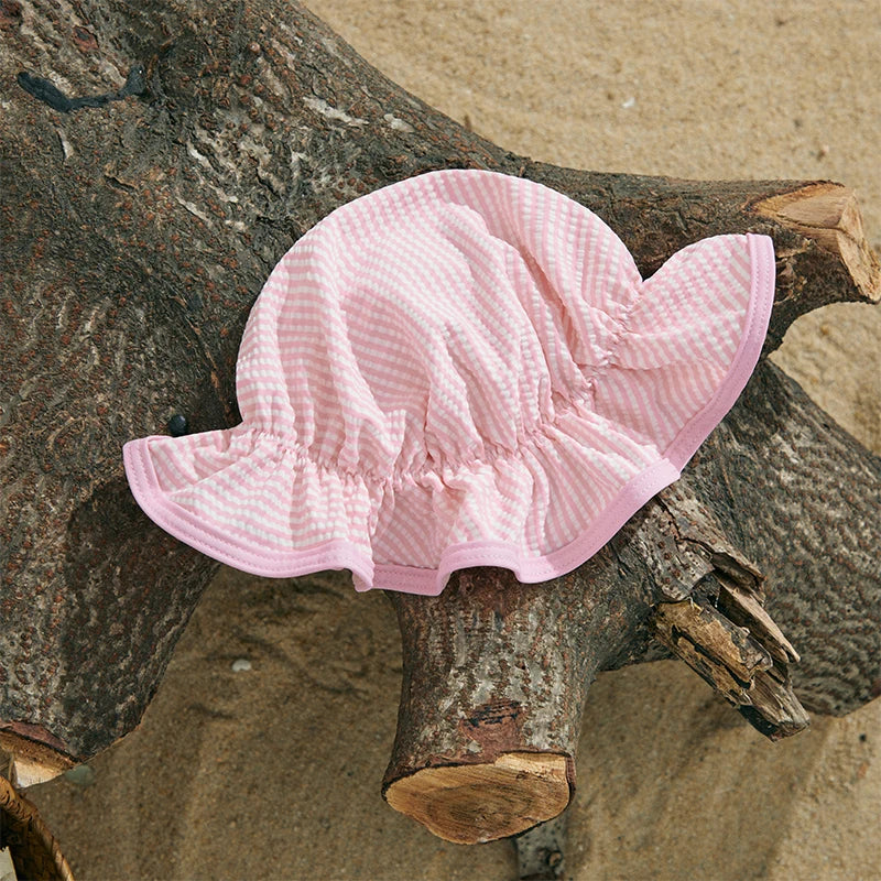 MISOWMNJOY Infant Baby Girls Summer Swimsuit with Hat Toddler Striped Long Sleeve Zipper Bathing Suit Children Beach Swimwear
