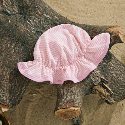 MISOWMNJOY Infant Baby Girls Summer Swimsuit with Hat Toddler Striped Long Sleeve Zipper Bathing Suit Children Beach Swimwear