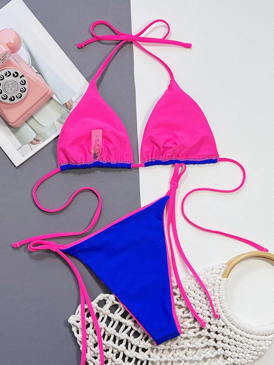 Sexy Leopard Micro Bikini 2025 Women Swimsuit Female Swimwear Thong Bikinis Set Brazilian Halter Beach Wear Lace Up Bathing Suit