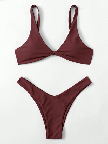 ZTVitality Solid Tie Sexy Bikini 2021 Hot Sale Padded Bra High Leg Bandage Push Up Bikini Set Brazilian Swimsuit Women Swimwear