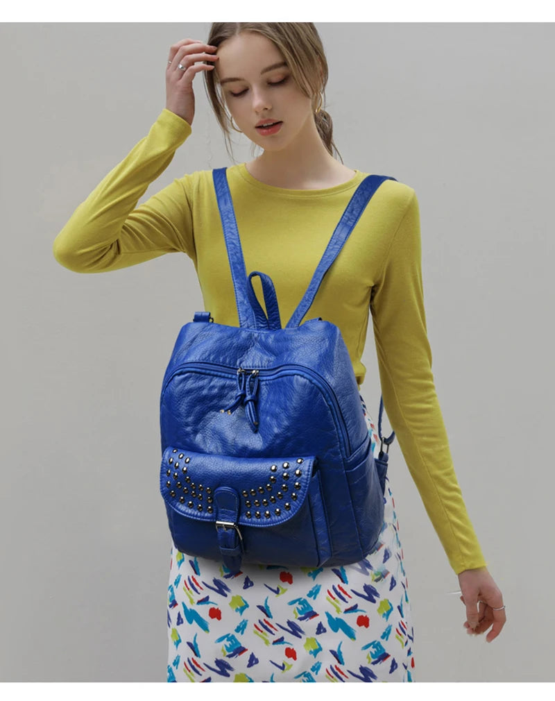 Women High quality leather Backpacks Vintage Female Shoulder Bag Sac a Dos Travel Ladies Bagpack Mochilas School Bags For Girls