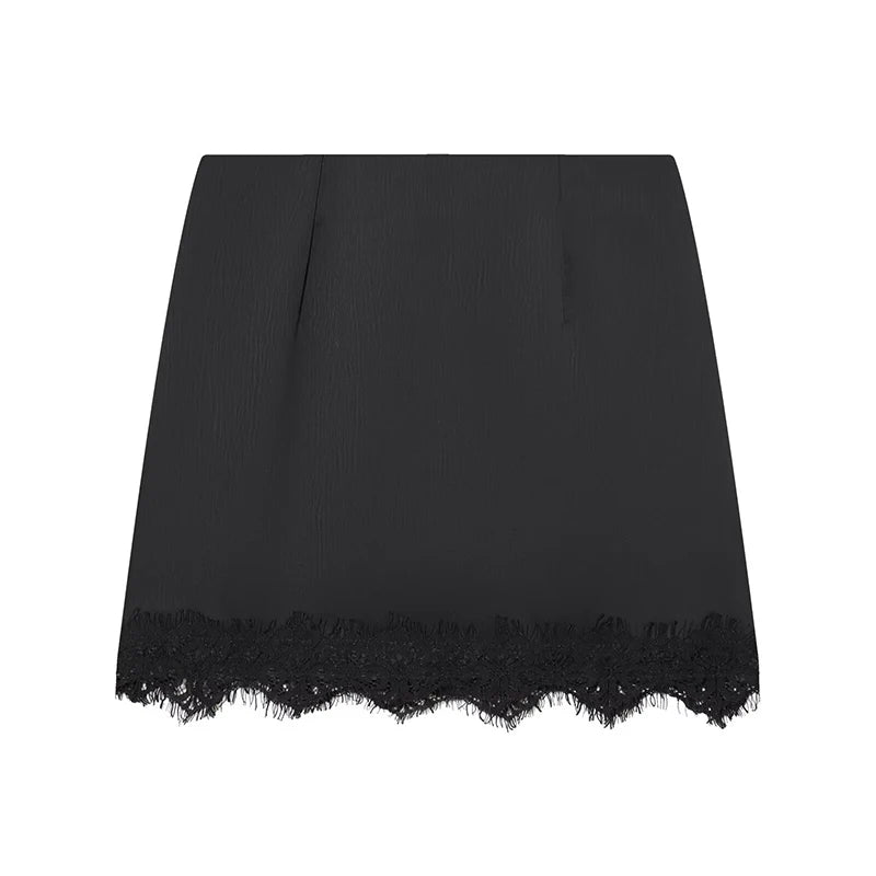 Women Mini Lace Skirt Sexy A-line Pleated High Waist Skirt for Women Spring Summer New Lace Short Skirt