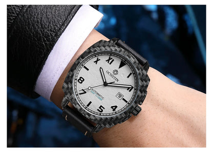 OCHSTIN Men's Automatic Mechanical Movement Watches Man Leather Strap Wristwatch Waterproof Master Series Luminous Hand Watch
