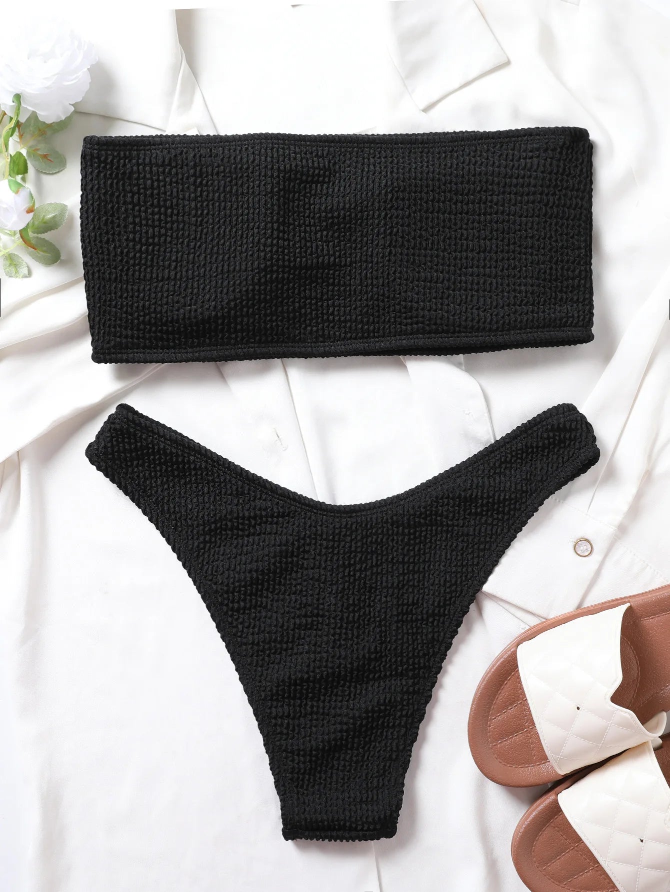 Fashion Bikini Textured Swimwear Women 2026 High Cut Swimsuit Women Bathing Suits Solid Brazilian Bikinis Set
