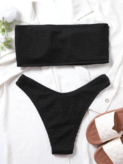 Fashion Bikini Textured Swimwear Women 2026 High Cut Swimsuit Women Bathing Suits Solid Brazilian Bikinis Set