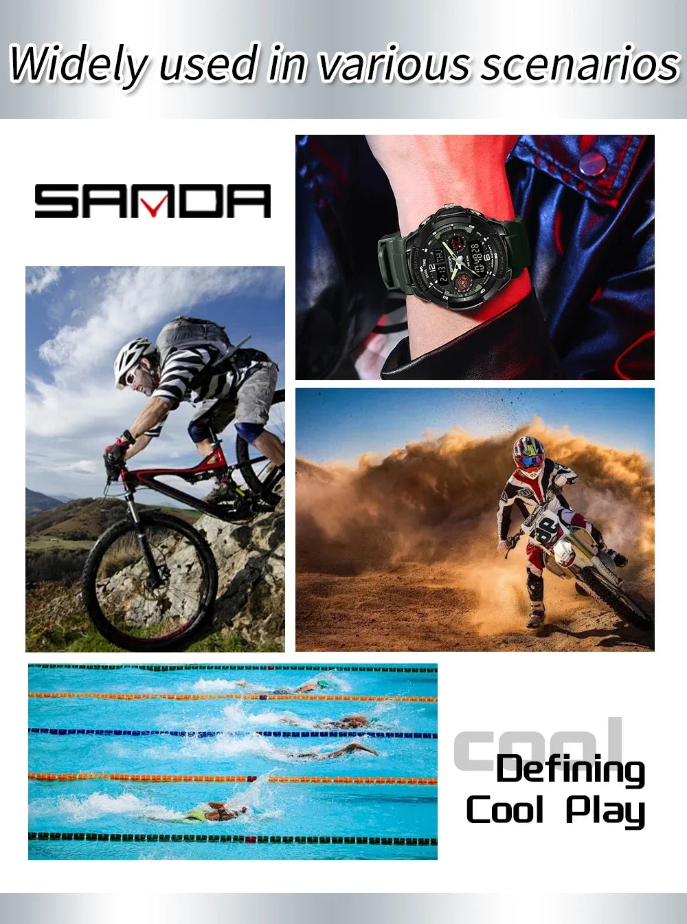 SANDA 6197 Top Class Men's Korean Student Electronic Watch Sports Multi functional Alarm Clock Waterproof Men's Watches 2024