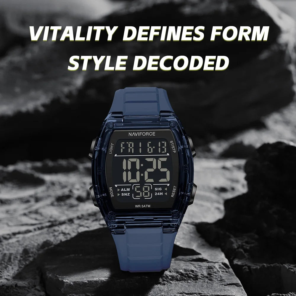 NAVIFORCE Top Brand Luxury Mens Watches Alarm Stopwatch LED Digital Backlight Display Waterproof Sport Watch Men Montre Homme