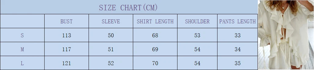 Casual Ruffled Shirt Shorts 2-Piece Set Women V Neck Flare Sleeve Lace-up Loose Blouse Shorts Suit Summer Beach Vacation Outfits