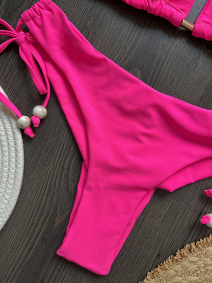 2025 New Sexy Triangle Bathing Suit for Women Brazilian Bikinis Halter Swimwear Push Up Swimsuit Metal Chain Beach Bikini Set