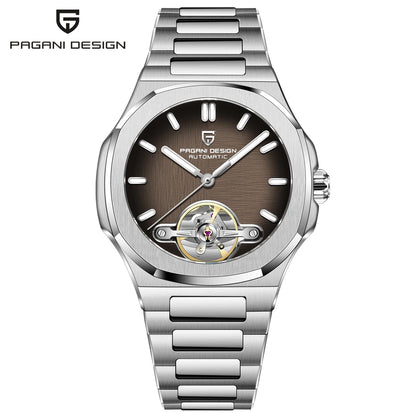 PAGANI DESIGN Tourbillon Men's Watches Rose Gold Top Luxury Automatic Watch For Men Mechanical Wristwatches AR Sapphire Luminous