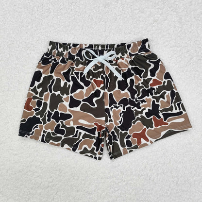 Wholesale Children Summer Grey Camo Print Swimsuit Kid Stretchy Swimwear Infant Matching Baby Boy Girl Swimming Trunks Shorts